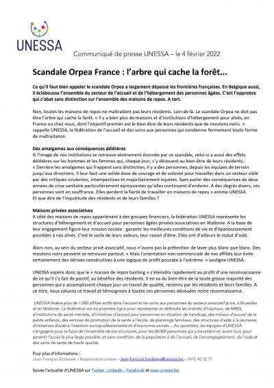 Scandale Orpea France : L’Unessa soutient le secteur ! - Paragraphe 0 - Image 0